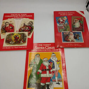 Vintage Dover Reproduced Christmas Books with Postcards and Paper Dolls